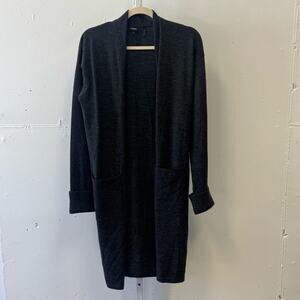 Theory Wool Blend Armelle T Noble Open Front Sweater Cardigan Duster Gray Small‎